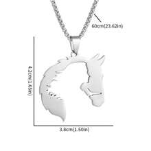 1pc Hip-Hop Hollow Stainless Steel Horse Head Animal Pendant Necklace, Perfect For Men Daily Wear