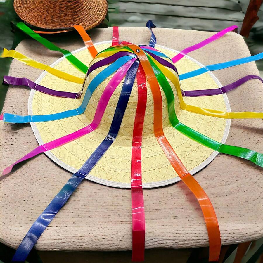 Sombrero de Paja Con Listones Chamula Baile de Los Viejitos - Multicolor - Ver 1
