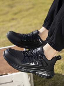 GUYISA 钢头安全鞋，防砸防刺穿，时尚透气黑色，适合所有季节，轻便柔软功能鞋 - 黑色 - 查看 7