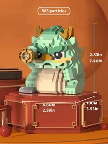 創意卡通龍九子組裝玩具，微粒建築構件，適用於桌面裝飾 - 多色 - 查看 9