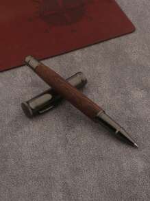 1支木質圓珠筆，雞翅木和灰色金屬圓珠筆，適用於書寫、簽名、商務/辦公使用 - 灰色 - 查看 5