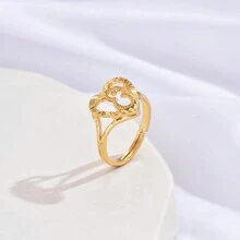 1 件女孩镂空 26 个英文字母可调节结婚戒指 - 金黃色 - 查看 13