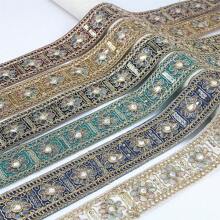 2 Yards Multicolor Metallic Thread 3D Flower Embroidered Lace Trim For Clothing Dress Hat Bag Decoration Crafts DIY Supplies - Multicolor - View 3