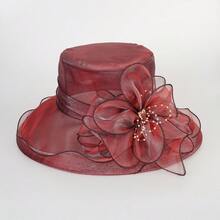 1頂新款優雅歐式蕾絲帽，綴有花卉裝飾的復古送禮帽，適用於女士，夏季防曬可摺疊漁夫帽和裝飾帽 - 彩色 - 查看 16