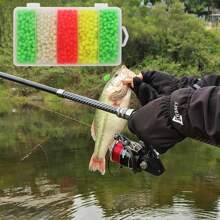 Caja de 1000 piezas de bolas para detener la línea de pesca, bolas de pesca multicolores con forma de diamante que brillan en la oscuridad para pesca nocturna, accesorios para aparejos de pesca.