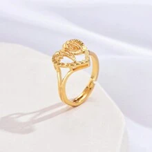 1 件女孩镂空 26 个英文字母可调节结婚戒指 - 金黃色 - 查看 12