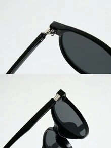 1副男女通用复古猫眼框简约时尚眼镜，休闲配饰 - 黑色 - 查看 4