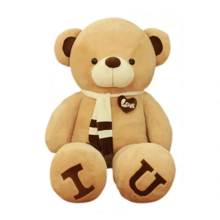 Grande Oso Peluche Gigante Con Bufanda 1metro Marrón - Marrón - Ver 1