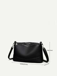 1pc Solid Color Multi-Layer Large Capacity Crossbody Bag,Simple And Versatile,Suitable For Women's Daily Use, Minimalist Style Women Bag