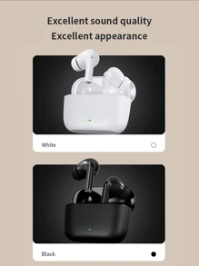 黑色真无线美学设计耳塞，带防噪麦克风和 ENC 双深度降噪耳机 - 黑色 - 查看 9