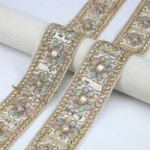 2 Yards Multicolor Metallic Thread 3D Flower Embroidered Lace Trim For Clothing Dress Hat Bag Decoration Crafts DIY Supplies - Multicolor - View 15
