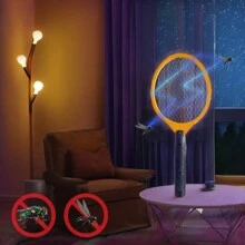 One Battery-Powered Fly Swatter, A Household Electric Mosquito Swatter Suitable For Dormitories. It Is Small And Portable, Suitable For Car And Outdoor Use. It Is A Lightweight Small Outdoor Mosquito Repellent And Electric Mosquito Swatter (Without Battery).