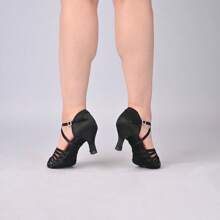 Latin Dance Shoes For Women 7cm Heel Salsa Ballroom Fessional Practice Dancing Shoes - Black - View 3