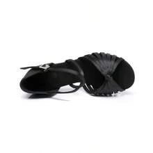 Latin Dance Shoes For Women 7cm Heel Salsa Ballroom Fessional Practice Dancing Shoes - Black - View 8