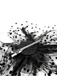 Elegant 1pc Feather Bridal Headband Vintage Mesh Fascinator Tea Party Hair Accessory For Horse Racing Events
