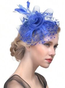 Elegant 1pc Feather Bridal Headband Vintage Mesh Fascinator Tea Party Hair Accessory For Horse Racing Events