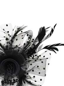 Elegant 1pc Feather Bridal Headband Vintage Mesh Fascinator Tea Party Hair Accessory For Horse Racing Events