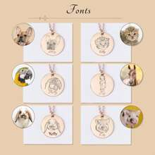 Personalized Pet Necklaces Pet Portrait Charms Cat Gifts Pet Memorial Gifts Dog Gifts Customized Photo And Name Jewelry Mother's Day Gifts For Mom Beautiful And Warm Gifts For Family And Friends During The Holidays, Beautiful Memory Gifts For Dad On Father's Day, Rose Gold, Stylish, Colorful, Vintage, Simple, Unisex, Casual, Cuties, Custom, Personalized, Unique, For Anniversaries, For Birthdays, For Graduation, For Prom, For Party, Prom Season