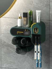 2入組牙刷杯架套裝，浴室掛牆家庭牙刷杯架，牙刷和杯子收納架 - 白色 - 查看 2