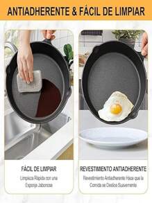 Juego de 3 Sarten Hierro Fundido, Sarten Hierro Fundido, sartén multifuncional, juego de sartenes – Sartén resistente para uso doméstico y al aire libre(3-Piece Chef Set 6-8-10-Inch) - Negro - Ver 6