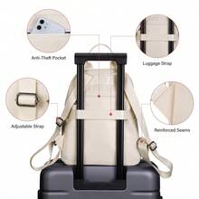 HOMIEE Backpack Women, Anti-Theft Rucksack Bag For Women, Lightweight Fashion Backpack School Bag Travel Backpack For Commuting, Work, Weekend, Daily - Beige - View 6
