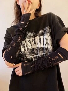 1 双女士 Y2K 风格破旧袖套，时尚新潮，适合日常外出和派对活动 - 彩色 - 查看 5