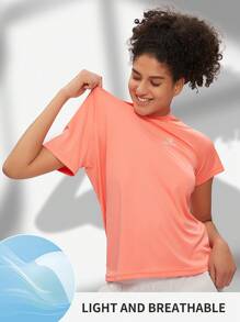 TECTOP Women's Quick Dry Raglan Short Sleeve Crew Neck Athletic Workout Dry Fit Performance Sports Wicking Running Top For Gym, Spring And Summer (Random Logo) - Dusty Pink - View 7