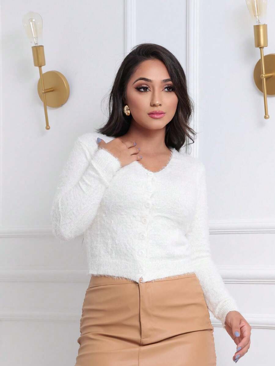 Women Faux Fur Coats - trắng - Xem 1