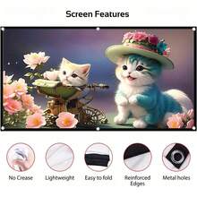 Outdoor Projection Screen 60 Inches, Washable Projector Screen 16:9 Folding And Wrinkle-Proof Portable Projector Movie Screen For Home Theater Outdoor Indoor Support For Double-Sided Projection - 60 Inches - View 4