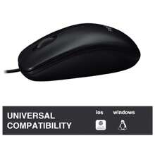 Logitech B100 有線滑鼠，適用於電腦和筆記型電腦，可左右手使用，黑色 - 黑色 - 查看 4