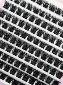 3D Natural Cluster False Eyelashes, 0.07mm Thickness, 8-14mm Length, Mixed Set, 10 Rows Total 120 Clusters, D-Curl, Ultra-Lightweight Segmented False Lashes, Comfortable Wear, DIY Handmade, Easy To Create Delicate Eye Makeup, Suitable For Various Occasions Like Parties, Daily Travel, Etc. Eyelash Clusters, False Eyelashes, Individual False Lashes, Fake Eyelashes - 黑色 - 查看 3