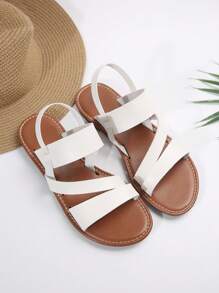 European And American Style Comfortable Flat Women Sandals, Casual Open-Toe Low-Heeled Beach Shoes For Summer