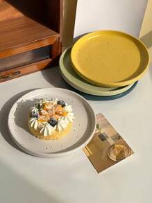 1pc Ceramic Dinner Plate With Asymmetrical Ink Splash Design, Large Capacity Practical Tableware, Creative And Lovely Style Decoration Piece, Suitable For All Eating Occasions,Kitchen,Christmas Gift