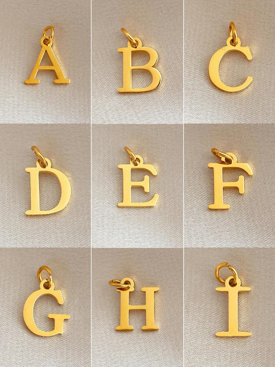 1 Peça Pingente Inicial banhado em ouro em aço inoxidável, banho a vácuo antidesbotamento, para fazer pulseiras e colares DIY