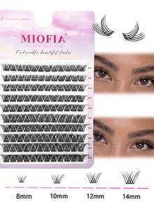 3D Natural Cluster False Eyelashes, 0.07mm Thickness, 8-14mm Length, Mixed Set, 10 Rows With 120 Clusters Total, D-Curl Lightweight Segmented False Lashes, Comfortable To Wear, DIY Handmade, Easy To Create Delicate Eye Makeup, Suitable For Various Occasions Such As Parties, Daily Wear, And Travel. - 黑色 - 查看 4