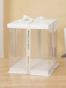 1个白色/透明盖蛋糕盒，烘焙食品礼盒，适用于蛋糕、糕点、巧克力、饼干、馅饼、生日派对、婚礼、情人节、礼品包装