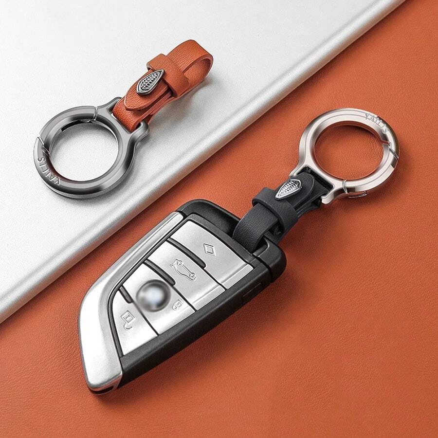 Llavero de metal simple y elegante para las llaves del coche de hombres y mujeres - Marrón - Ver 1