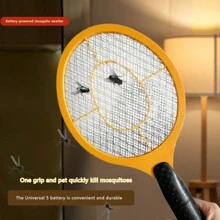 One Battery-Powered Fly Swatter, A Household Electric Mosquito Swatter Suitable For Dormitories. It Is Small And Portable, Suitable For Car And Outdoor Use. It Is A Lightweight Small Outdoor Mosquito Repellent And Electric Mosquito Swatter (Without Battery).