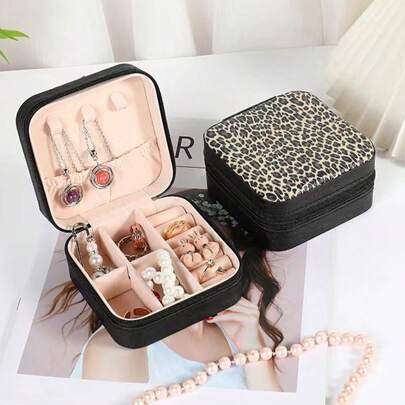 1 件迷你珠宝收纳盒展示旅行珠宝拉链盒耳环项链戒指便携式珠宝盒皮革收纳化妆品收纳盒化妆品收纳袋迷你袋旅行小化妆盒配件化妆架刷袋化妆品容器化妆包旅行必需品女士配件旅行用品化妆包化妆包化妆袋化妆包