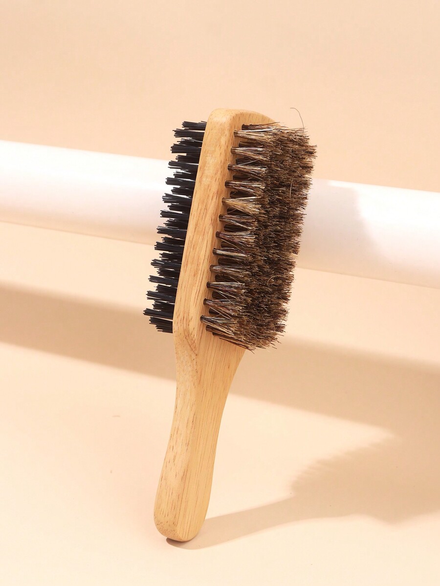 1pc DoubleSided Beard Brush Made Of Boar Bristle, Medium Firm Bristle