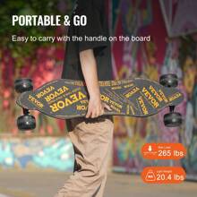 Electric Skateboard With Remote, 25 Mph Top Speed & 21.7 Miles Max Range Skateboard Longboard, 3 Speeds Adjustment Skateboards, Easy Carry Handle Design, Suitable For Adults & Teens Beginners - màu đen - Xem 4