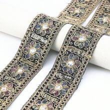 2 Yards Multicolor Metallic Thread 3D Flower Embroidered Lace Trim For Clothing Dress Hat Bag Decoration Crafts DIY Supplies - Multicolor - View 18