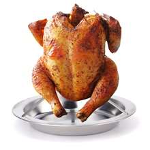 1pc Stainless Steel Roasting Chicken Rack With Detachable Grilling Pan, BBQ Roasting Rack, Beer Can Chicken Roaster - Silver - View 3