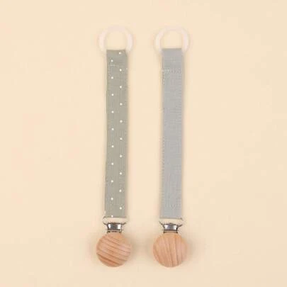 2st nappkedja, trendig nappklämma och nappklämma i bokträ för dagligt bruk