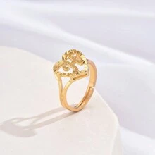 1 件女孩镂空 26 个英文字母可调节结婚戒指 - 金黃色 - 查看 29