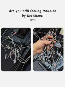 8 chiếc Móc để bàn đa chức năng để cố định cáp dữ liệu, lưu trữ ký túc xá, treo tường không dấu vết và sắp xếp dây - màu đen - Xem 2