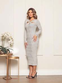 Women Sweater Dresses - Xám - Xem 4