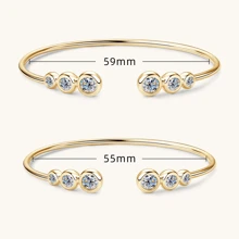 XUJIA 1 PC 925 Sterling Silver Wedding Gift   With 5mm Round Moissanite Bangle  Women's Simple Fashion Moissanite Bangle Comes With 1pc 5mm  Moissanite GRA Certificate - Yellow Gold - View 9