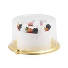 5pcs/20pcs Gold Cake Containers With Transparent Lid And Circular Gold Base, Ideal For Layered Mousse Cake And Sandwich Bread Wedding Party Gift Bags - Gold - View 3
