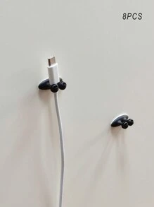 8 chiếc Móc để bàn đa chức năng để cố định cáp dữ liệu, lưu trữ ký túc xá, treo tường không dấu vết và sắp xếp dây - màu đen - Xem 1
